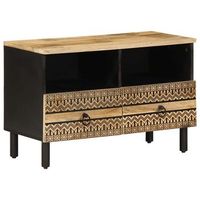 mueble de tv madera maciza de mango rugosa negro 70x335x46 cm vidaxl
