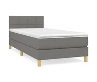 cama box spring con colchon tela gris oscuro 90x190 cm bloques con cuadros