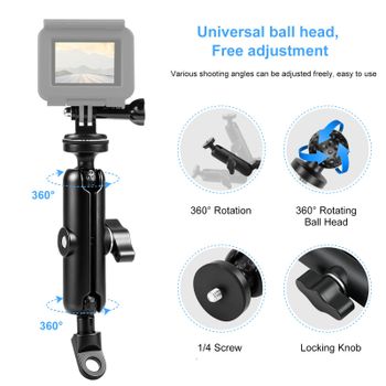 Soporte para motocicleta PULUZ, base para espejo con orificio de montaje fijo para GoPro MISSION 1/1 PRO/DJI Osmo 360 y otras cámaras de acción