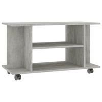 mueble tv  mueble de salon  mesa de tv ruedas madera ingenieria gris hormigon 80x40x45 cm