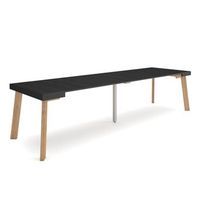 mesa consola extensible mesa comedor plegable 300 para 14 comensales patas de madera estilo moderno negro
