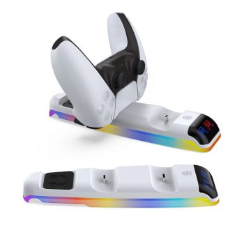 Cargador doble para controlador DOBE PS5/PS5 Slim Estación de carga inalámbrica para gamepad Accesorio de montaje superi