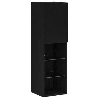 Conjunto De Mueble De Tv | Mueble De Salón | Gabinete De Tv Con Led Roble Negro 30,5 X 30 X 102 Cm