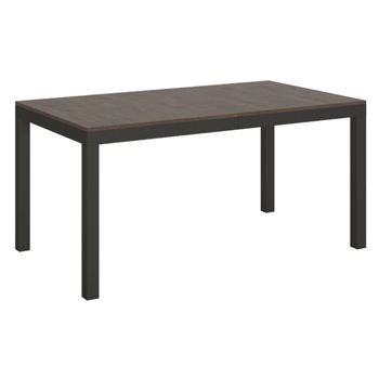 Mesa Rectangular Extensible Evy, De 6 A 20 Plazas, L 180 A 440 Cm, Madera Oscura Y Metal Antracita