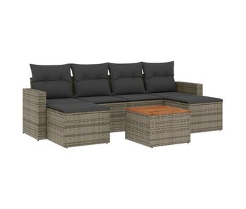 Vidaxl set de sofás de jardín 7 piezas con cojines ratán pe gris