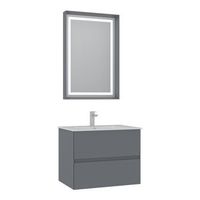 conjunto de mueble con lavabo y espejo 2 piezas  - 71 x 51 x 55 cm - gris mate