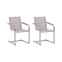 conjunto de 2 sillas de jardin asiento de textilene beige estructura de acero estilo cantilever cosoleto
