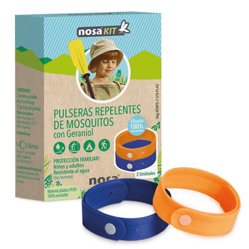 Nosa Pulsera Repelente Mosquitos Color Azul y Naranja 2 Uds