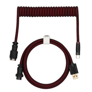EPOMAKER Mix Pro Cable en espiral Cable de doble manga de 1,5 m para teclado mecánico con conector aviador desmontable de 4 pines
