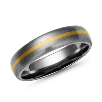 Anillo de titanio mate con incrustación de oro 14 quilates