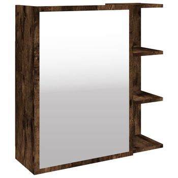 Armario Con Espejo Baño | Mueble De Baño Madera Roble Ahumado 62,5x20,5x64 Cm