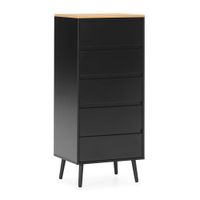 comoda alta 5 cajones color negro