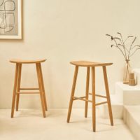 juego de 2 taburetes de teca maciza de 75 cm