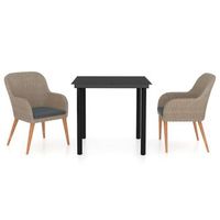 juego de comedor de jardin 3 uds con cojines marron cfw113983
