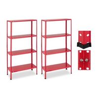 juego de 2 estanterias resistentes de 4 niveles rojo