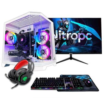 PC Sobremesa Nitropc Pack Avanzado AMD Ryzen 7 5700X 32GB 1TB SSD RTX 5060 Windows 11 Blanco Monitor 24