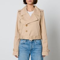 good american chino gaberdine cropped trench jacket - lxl