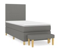 cama box spring con colchon tela gris oscuro 100x200 cm diseno plano