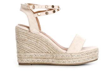 sandalias de tela con tachuelas sobre cuña de esparto sand