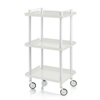 Carrito Auxiliar Leky, Armazón Blanco, 3 Estantes. Multifuncional, Práctico Y Decorativo,acero,rojo