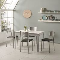 mesa extensible atenas armazon estructura aluminio encimera laminado blanco 110 - 70 ancho x 76 cm alto x 70 cm fondo