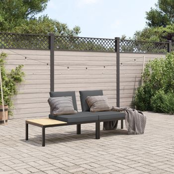 Set De Sofás De Jardín Con Cojines 2 Uds | Conjunto Mueble Jardin Mesa Y Sillas Aluminio Negro Cfw13011