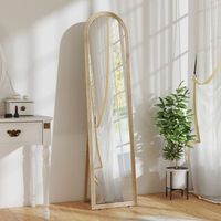 espejo de pie de ps vidrio templado homcom 40x37x160 cm beige