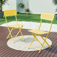 set de 2 sillas plegables sande acero 85x42x50cm - amarillo encasa
