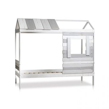 Cama Cabaña Con Efecto Envejecido 102x200,6 Cm Barnie W Vintage - Grayscale 200,6 X 181,5 X 102 Cm