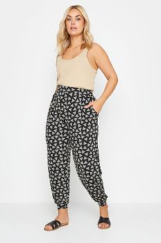 Yours Bombachos Capri Negros Estampado Triángulos, Mujer Curvy Y Tallas Grandes, Yours