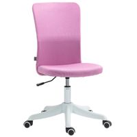 homcom silla de oficina con ruedas altura ajustable y tapizado en lino sintetico para oficina o estudio 53x43x85-93 cm rosa