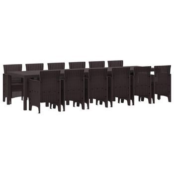 Conjunto De Comedor De Jardín 13 Pcs Marrón Ratan Polt Vidaxl