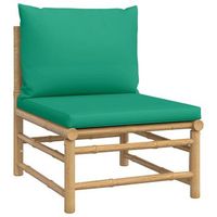 sofa central de jardin  sofa de exterior bambu con cojines verde