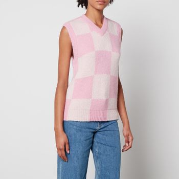 Stine Goya Noa Checked Jacquard-Knit Vest - L