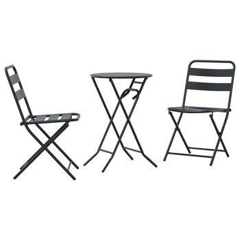 Juego De Bistro Plegable De 3 Uds Acero Antracita Cfw925824