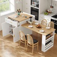 isla de cocina extensible blanca de 1215192 cm con enchufe y almacenaje