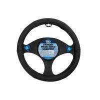 luxury steering wheel cover - all black leather universal