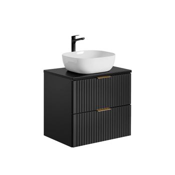 Mueble lavabo individual 60cm tableros de melamina y mdf negro mate