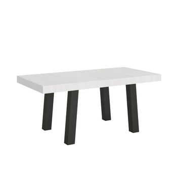 Mesa extensible 90x200/460 cm efecto madera fresno blanco, hierro