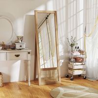 espejo de cuerpo entero de madera vidrio homcom 160x50 cm natural