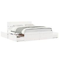 cama doble  cama para adultos  estructura de cama con cajones madera de pino blanca 160x200 cm