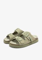 sandalias de piel comodas dfranklin - vibe sandals buckle khaki - hechas en espana - verde