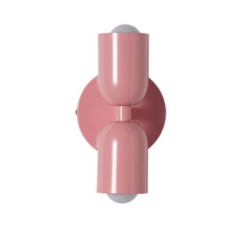 Aplique de pared doble E27 de metal rosa H20 cm