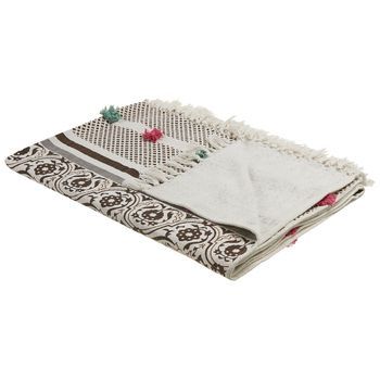 Manta De Algodón Marrón Beige Verde Menta Rosa 130 X 180 Cm Floral Chinsurah