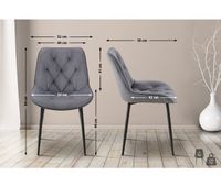 lote de 2 sillas de comedor terciopelo wallace gris oscuro 59x52x84 cm