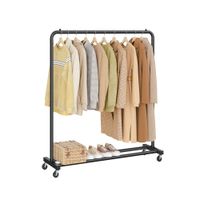 perchero para ropa con ruedas y frenos ajustables negro tinta  38 x 110 x 1415 cm