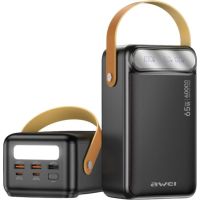power bank awei pa-82 60000 mah 65w usb-c power delivery con linterna