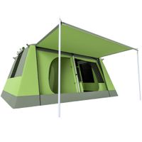 outsunny tiendas de campana grandes familiar con mosquitera gancho bolsa transporte anti-uv 405x305x225 cm verde   aosom espana