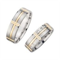 alianzas oro blanco y amarillo con diamantes ancho 6 mm