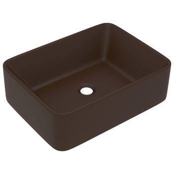 Lavabo De Baño Moderno | Lavabo De Lujo Cerámica Marrón Oscuro Mate 41x30x12 Cm